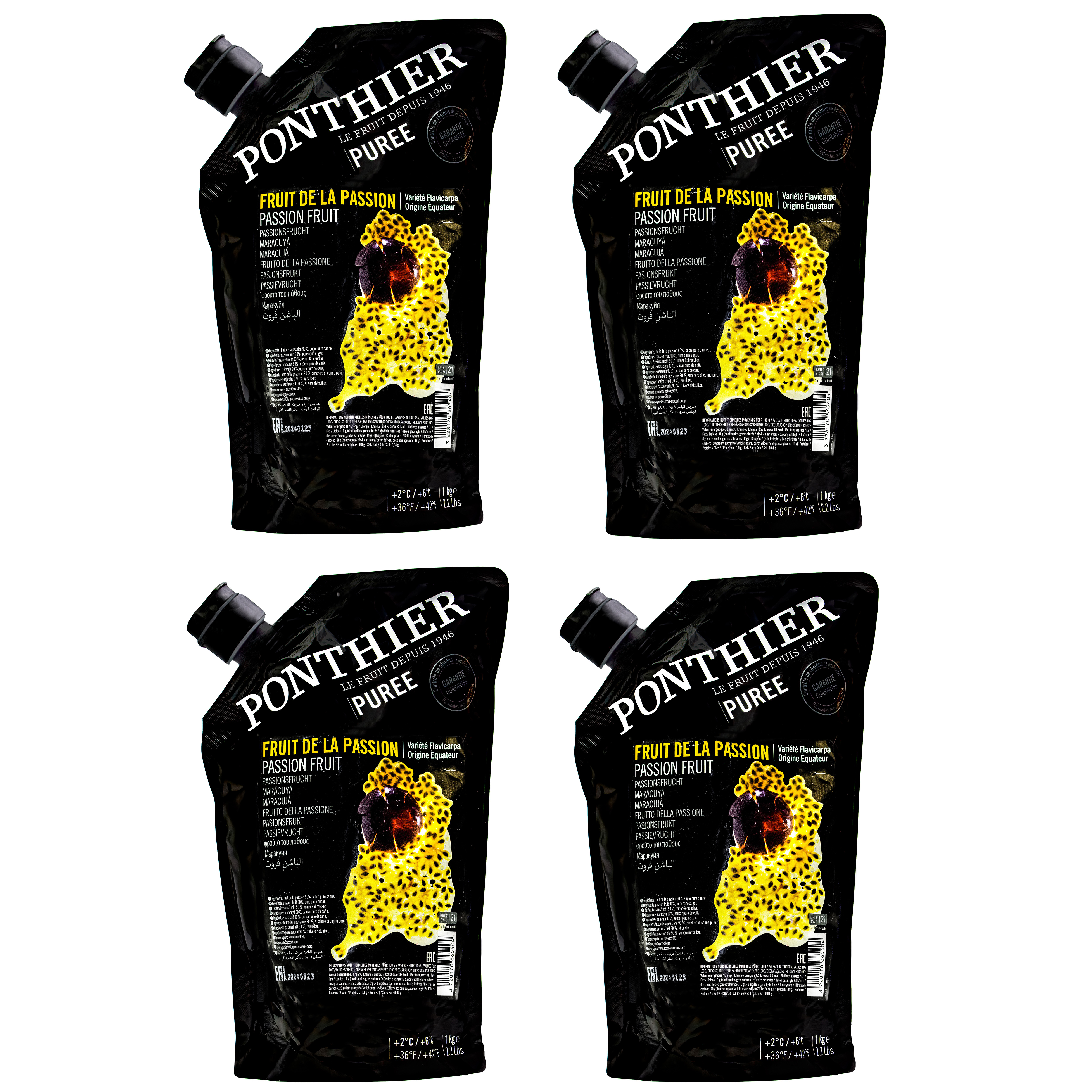 Ponthier MARACUJA PÜREE Passions-Frucht-Püree 4x 1 Kg