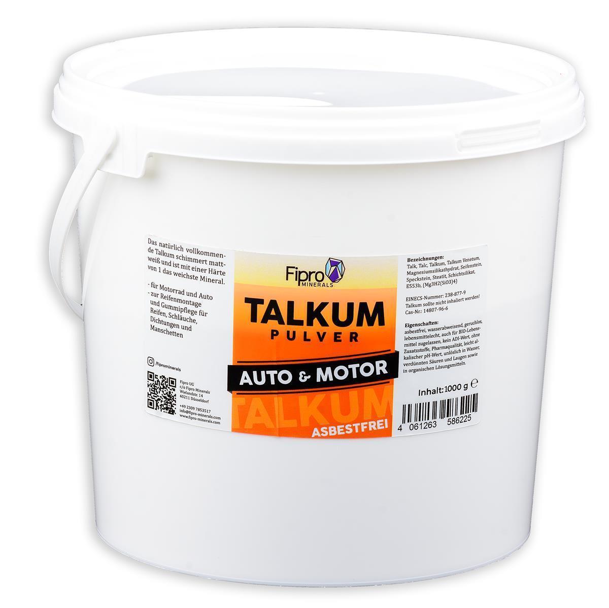 TALKUM-PUDER 1kg Eimer | Gummipflege für Fahrrad | Motorrad