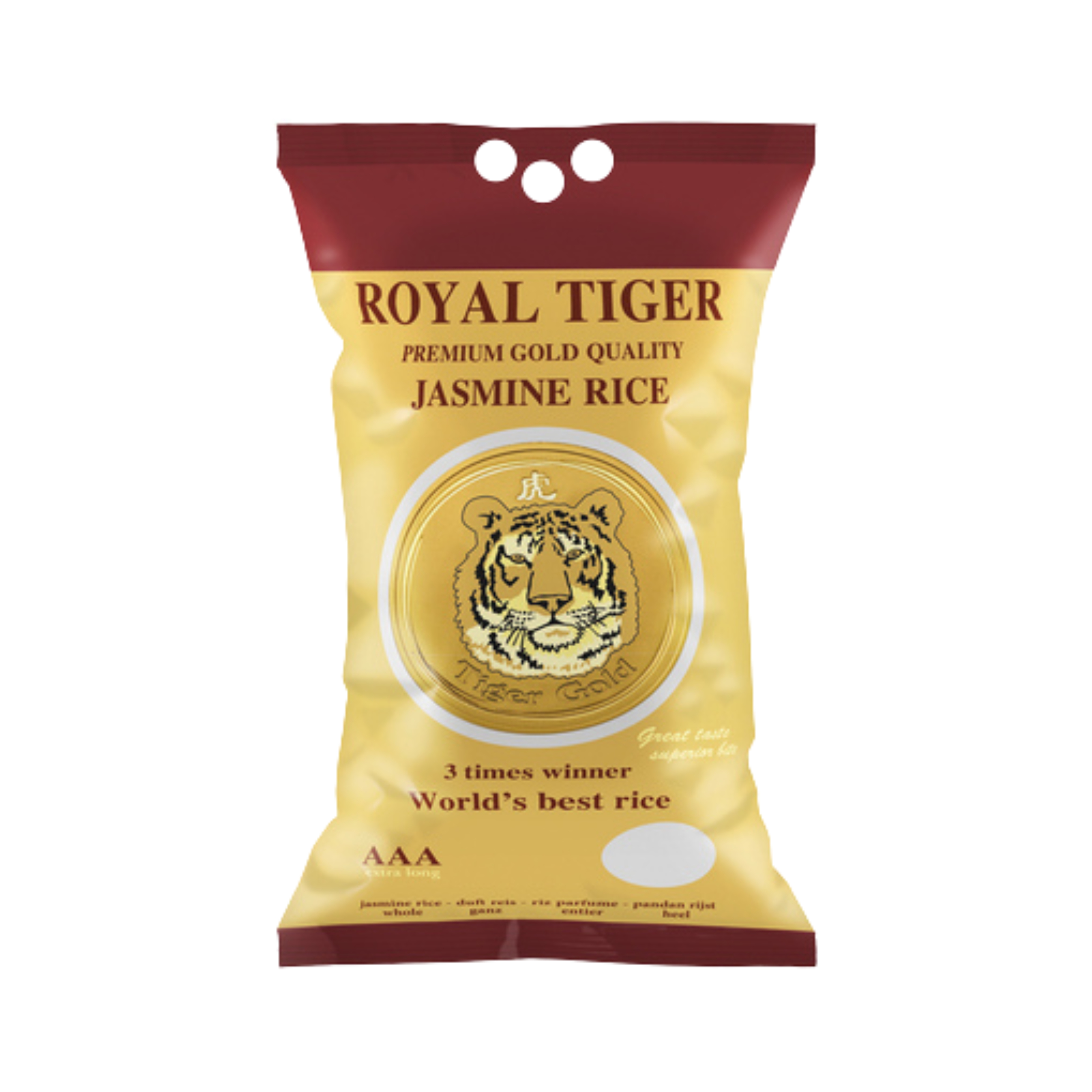 Royal Tiger Jasminreis Duftreis Premium Gold, 5kg Beutel, Langkornreis