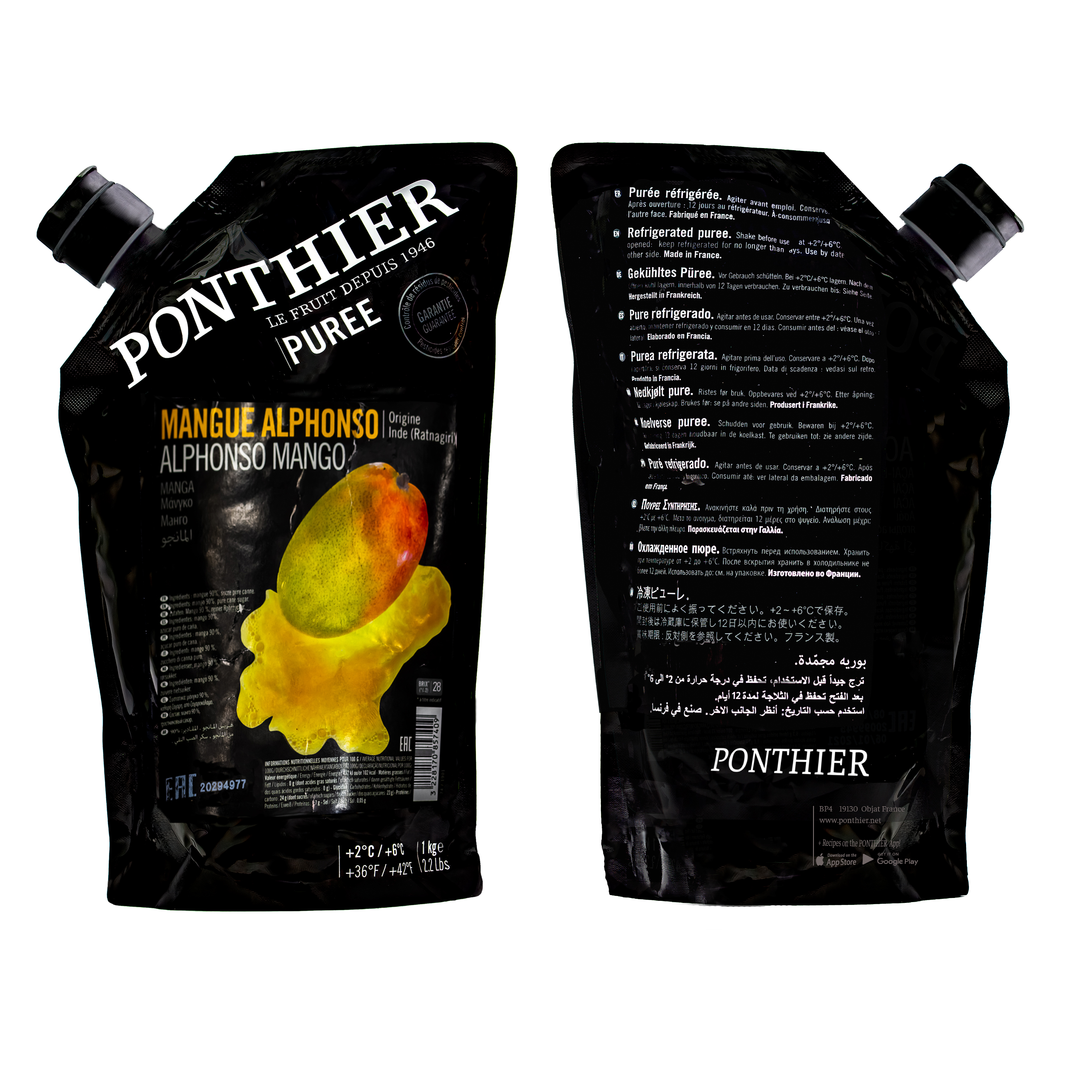 Ponthier MANGO PÜREE Exotische-Früchte-Püree 6x 1KG 