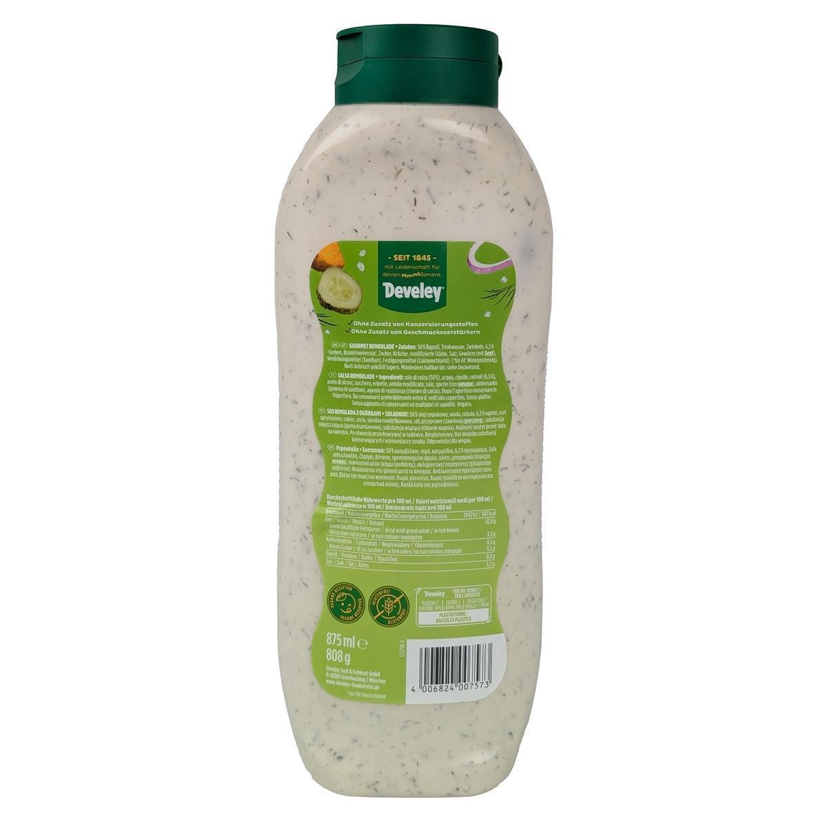 DEVELEY Gourmet Remoulade vegane Remouladensauce mit Gurke und Zwiebel 8x 875ml