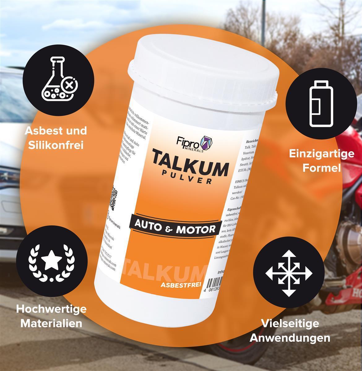 GUMMIPFLEGE-TALKUM-PUDER 300g Talkumpulver 100% Talk Fahrrad Motorrad Auto Kfz