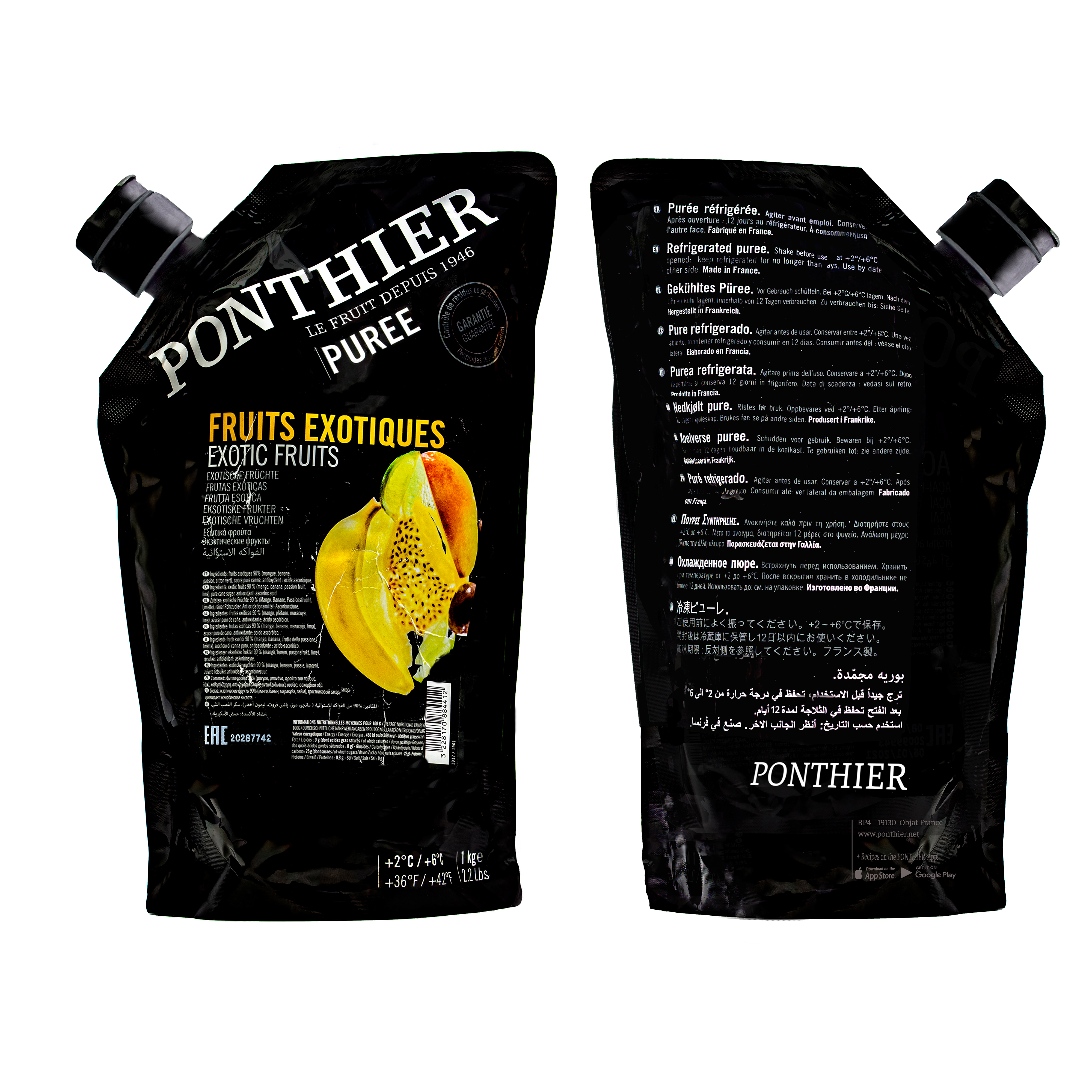 Ponthier EXOTIC PÜREE Mango Banane Maracuja Limette Püree 6x 1KG