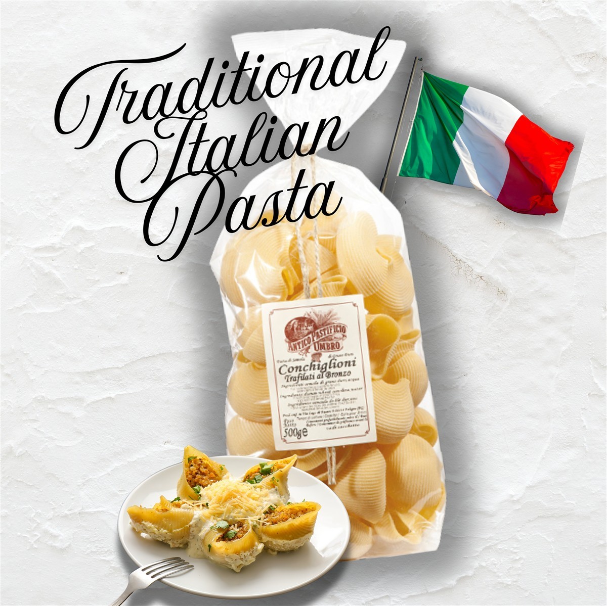 Antico Pastifico Umbro Conchiglioni 1x 500g Italienische Hartweizengrießnudeln