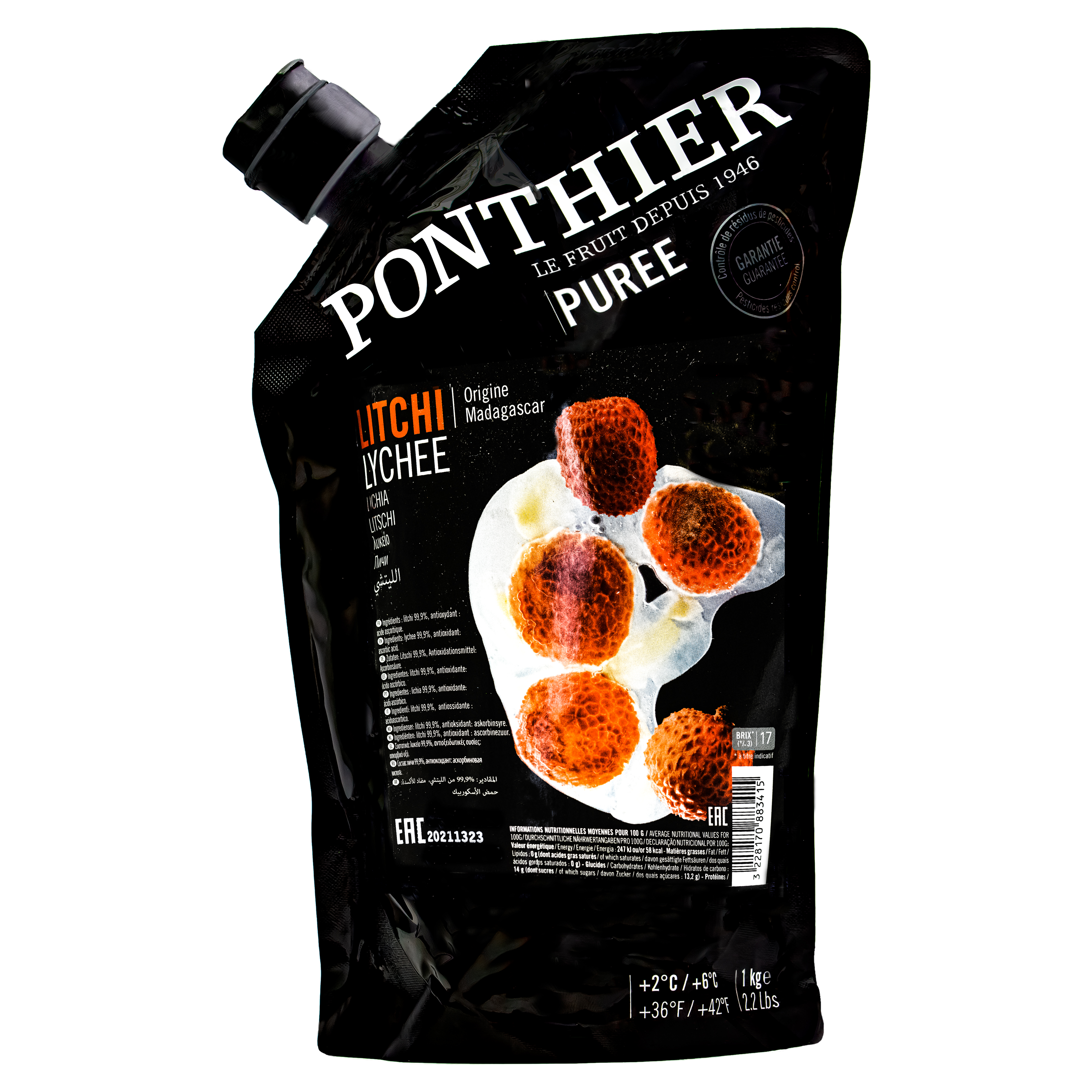 Ponthier LITSCHI PÜREE Lychee-Frucht-Püree 1KG 