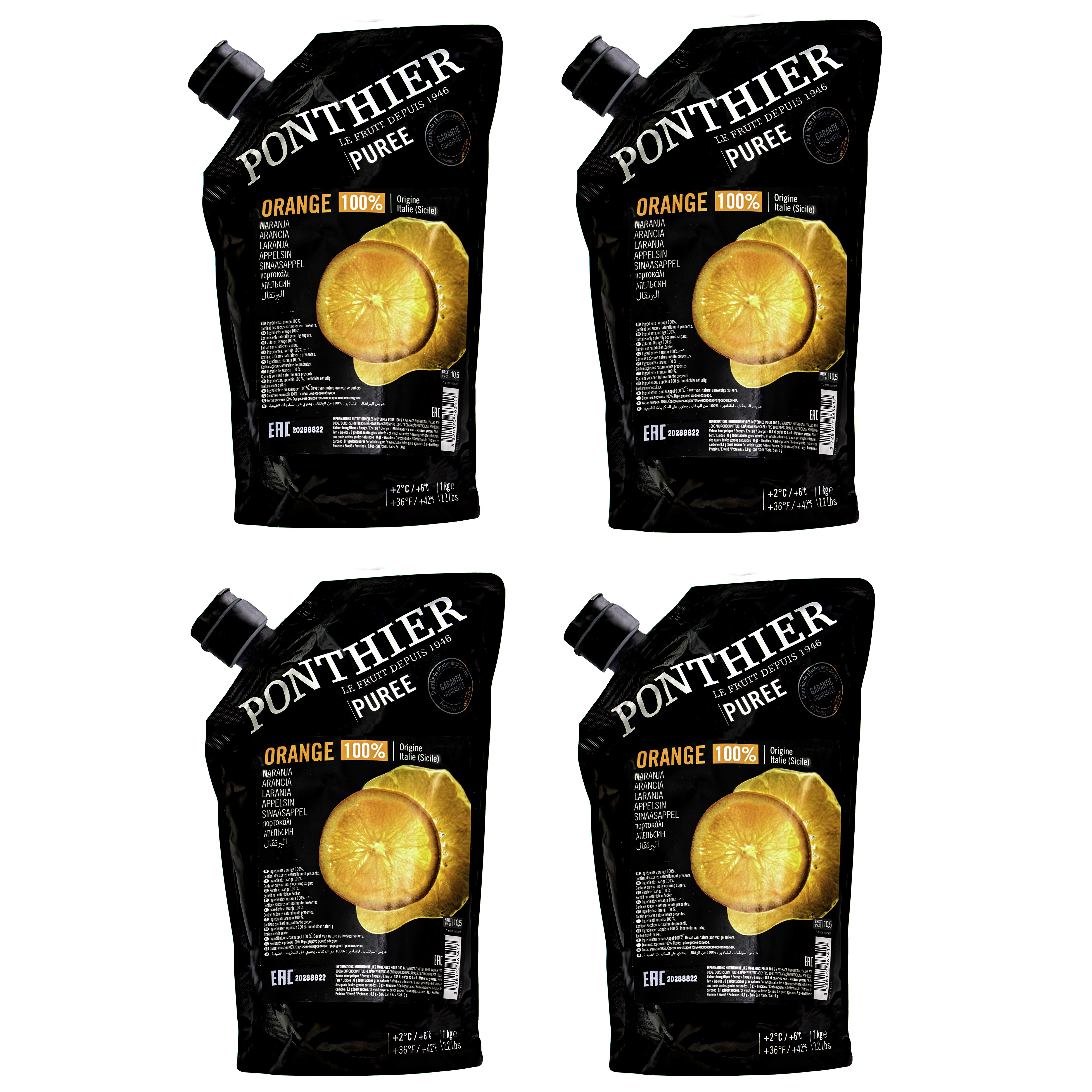 Ponthier ORANGE-VALENCIA PÜREE Zitrus-Frucht-Püree 4x 1KG 