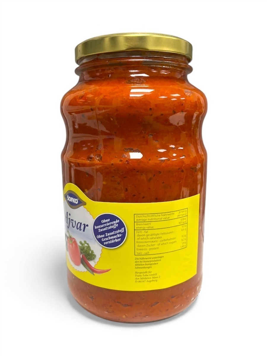 SOFKO Ajvar 6x 2.5kg Glas, Paprikagemüsezubereitung, Paprikacreme, Paste