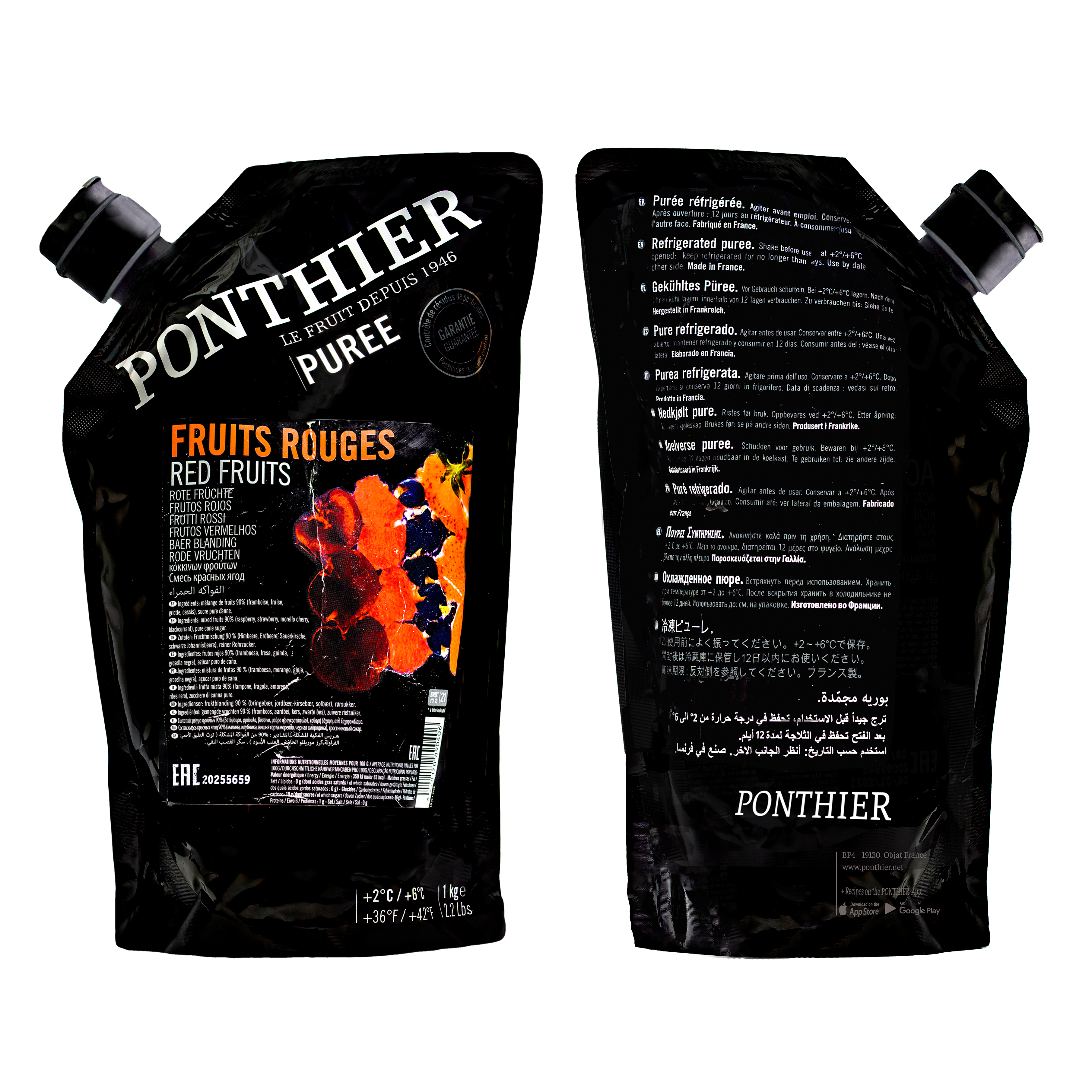 Ponthier ROTE FRÜCHTE PÜREE Frucht-Mark-Püree 6x 1 Kg 
