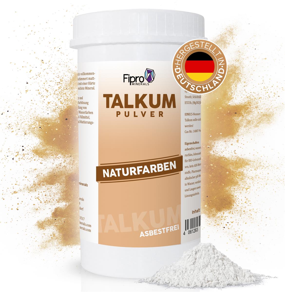 Talkum-Pulver 300g Streudose | Talkum-Puder Asbestfrei | Füllmittel | Füllstoff | Mattierungsmittel | für Farben Naturfarben Wasserfarben | Alt. zu Calciumcarbonat Bariumsulfat Aluminiumhydroxid