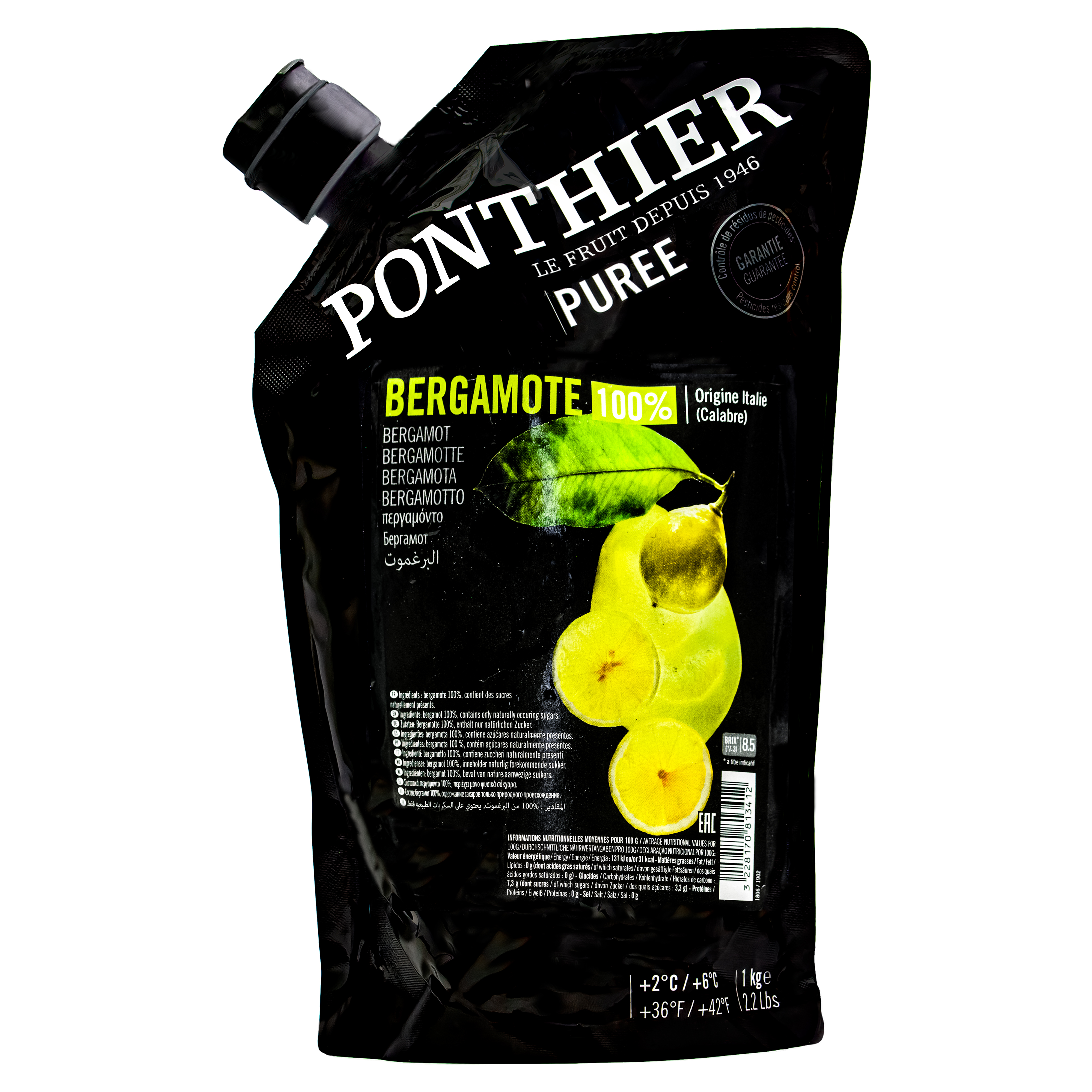 Ponthier BERGAMOTTEN PÜREE Zitrus-Frucht-Püree 4x 1KG
