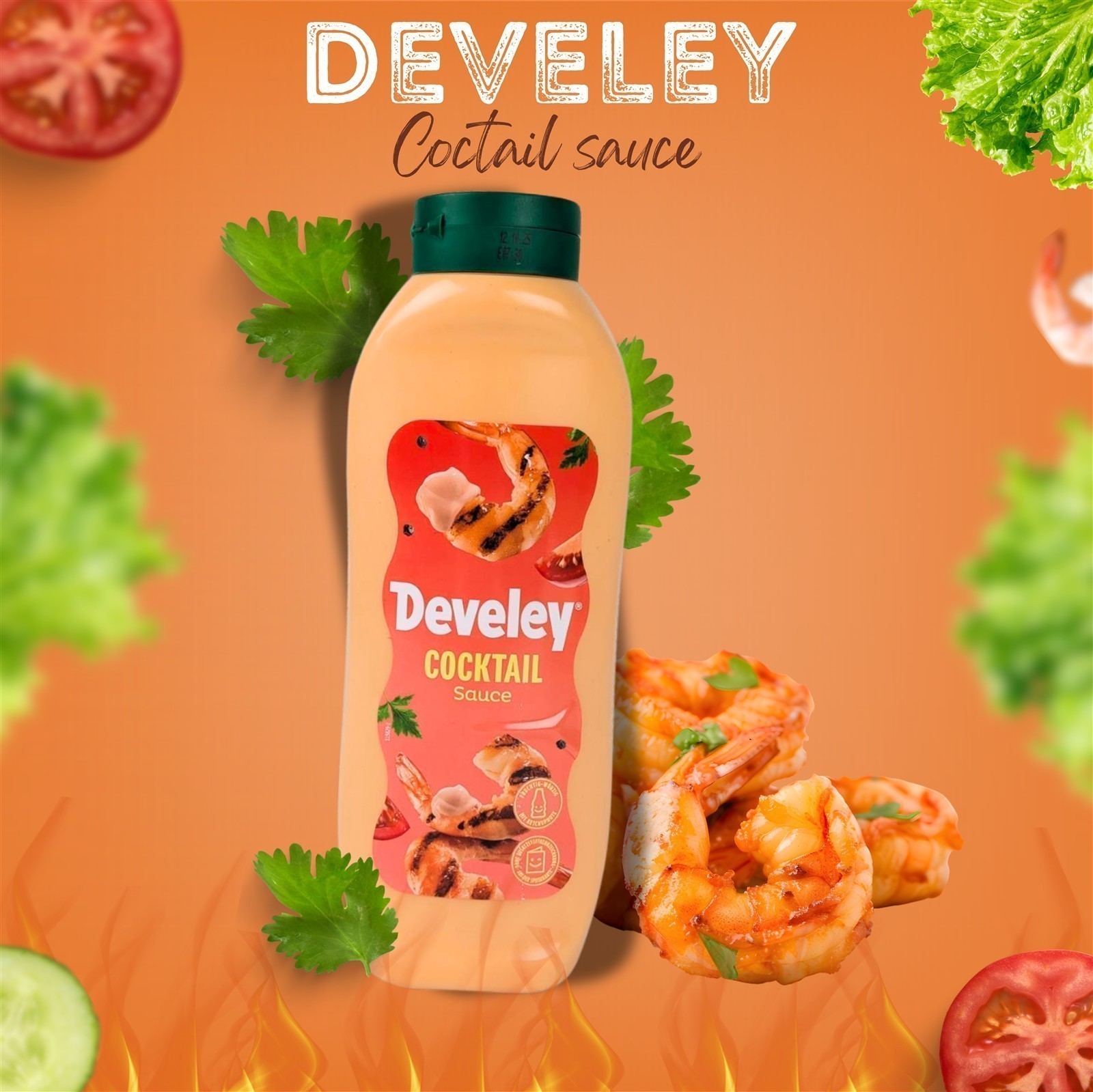 DEVELEY Cocktailsauce cremige Soße mit Ei und Tomatenmark für Shrimps Fisch 1x 875ml