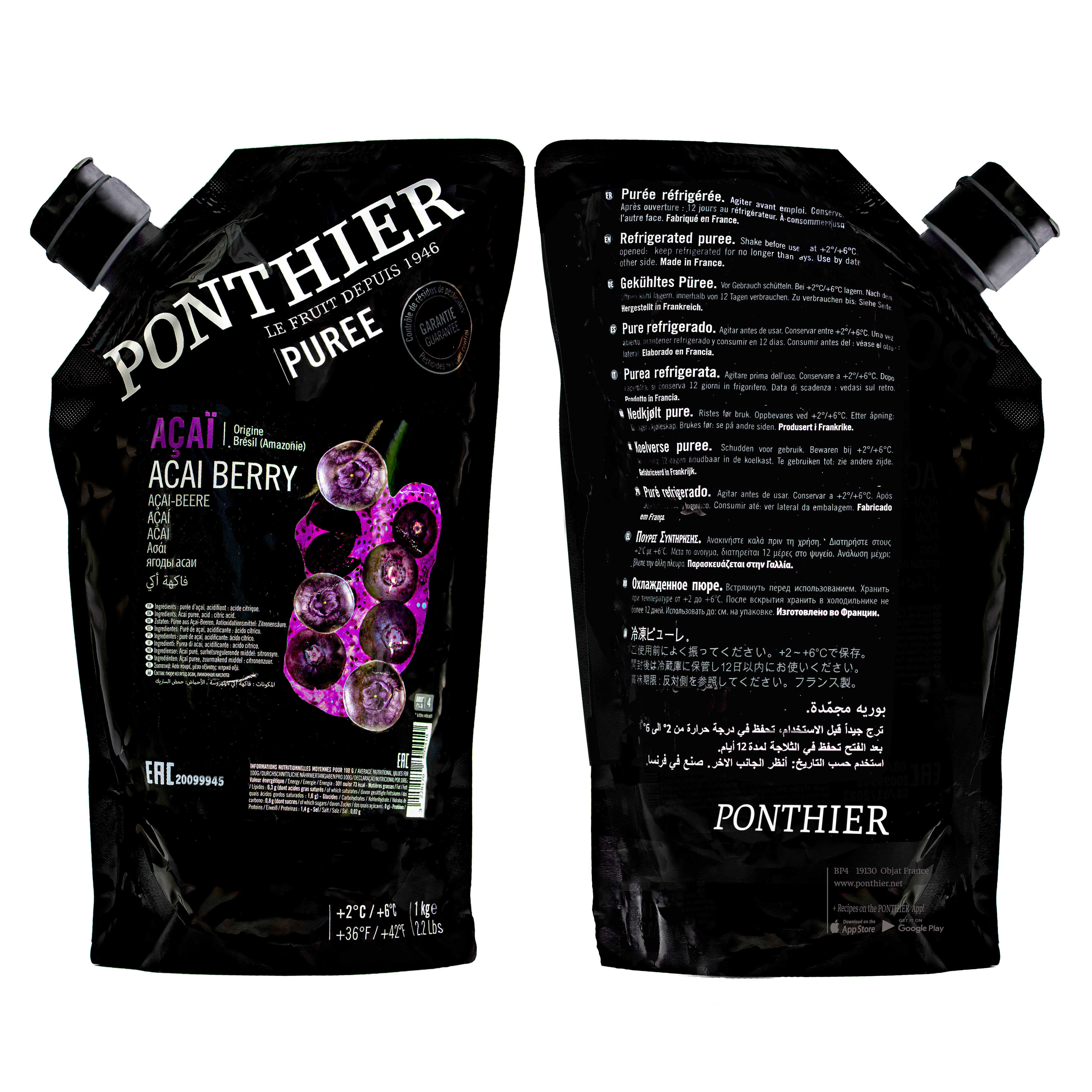Ponthier ACAI-BEERE-Frucht-PÜREE 6x 1KG
