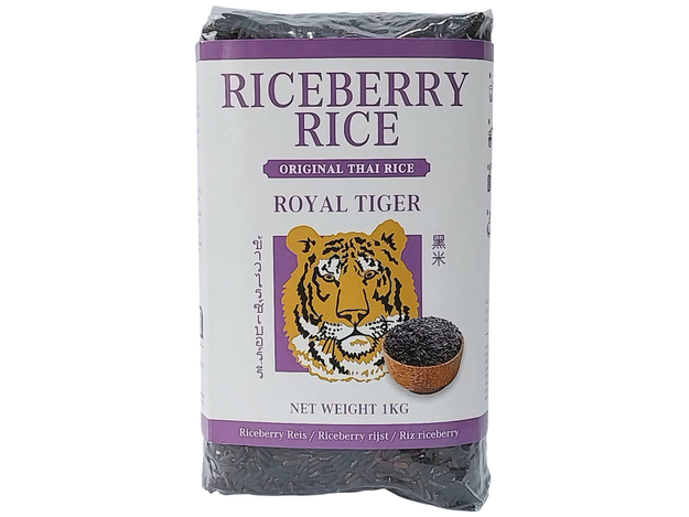 Royal Tiger Riceberry Reis, 1kg Beutel, schwarzer Reis, Jasminreis