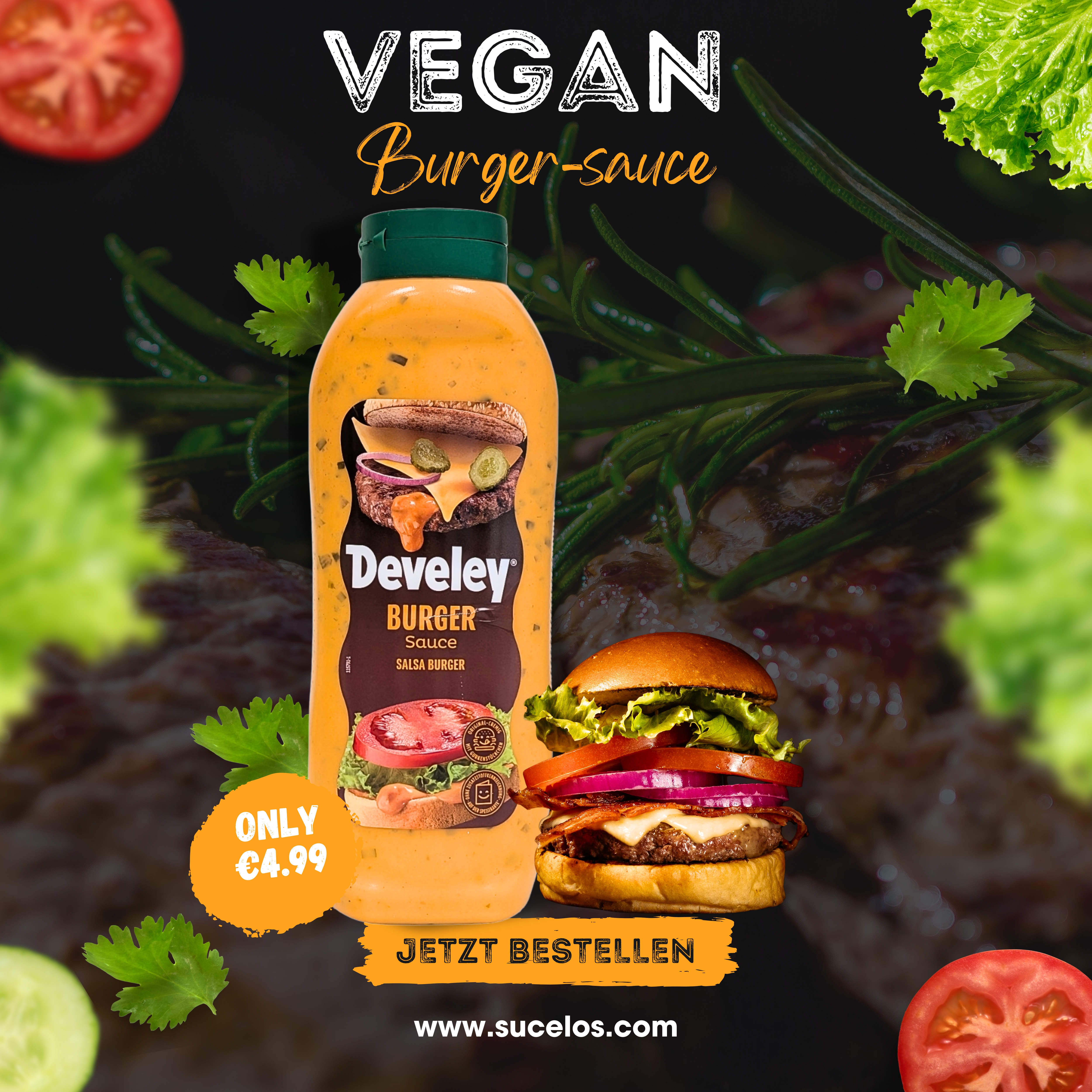 DEVELEY Hamburger-Sauce vegane Burger Soße ohne künstliche Zusatzstoffe 1x 875ml