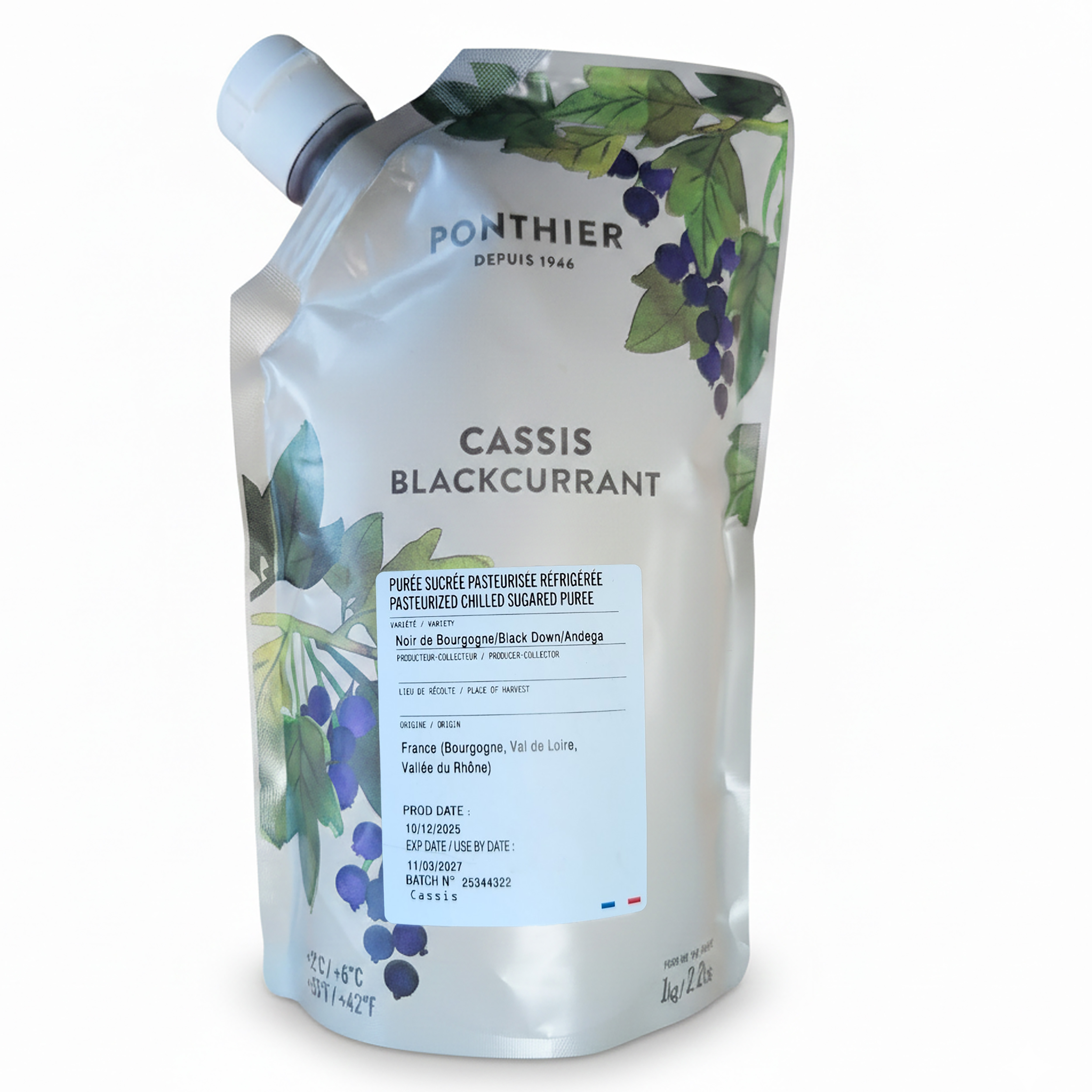 Ponthier SCHWARZE JOHANNISBEERE PÜREE Frucht-Püree 1KG