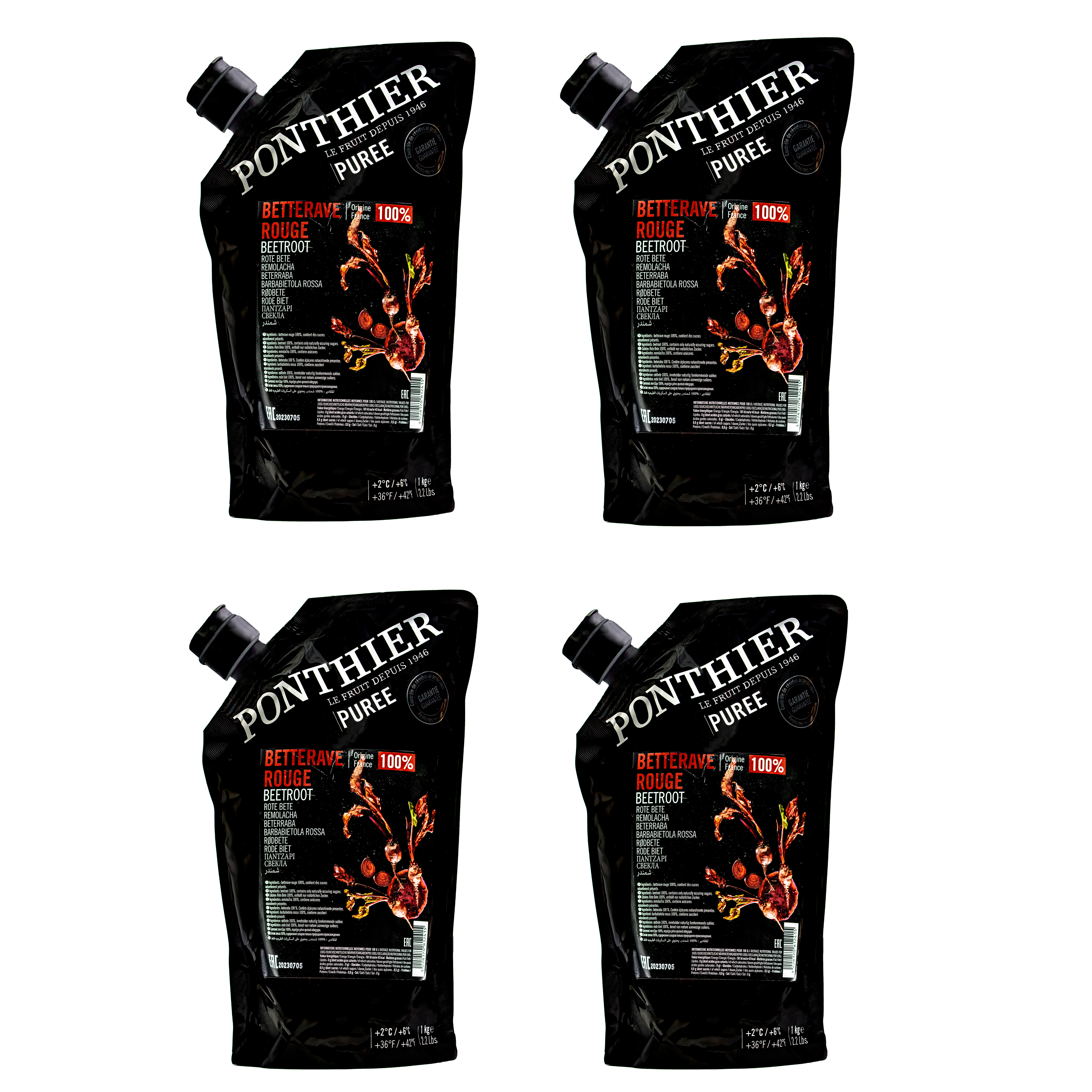 Ponthier ROTE BETE Gemüse-Püree 1KG 4er