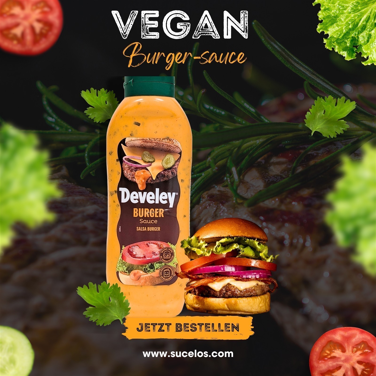 DEVELEY Hamburger-Sauce vegane Burger Soße ohne künstliche Zusatzstoffe 1x 875ml