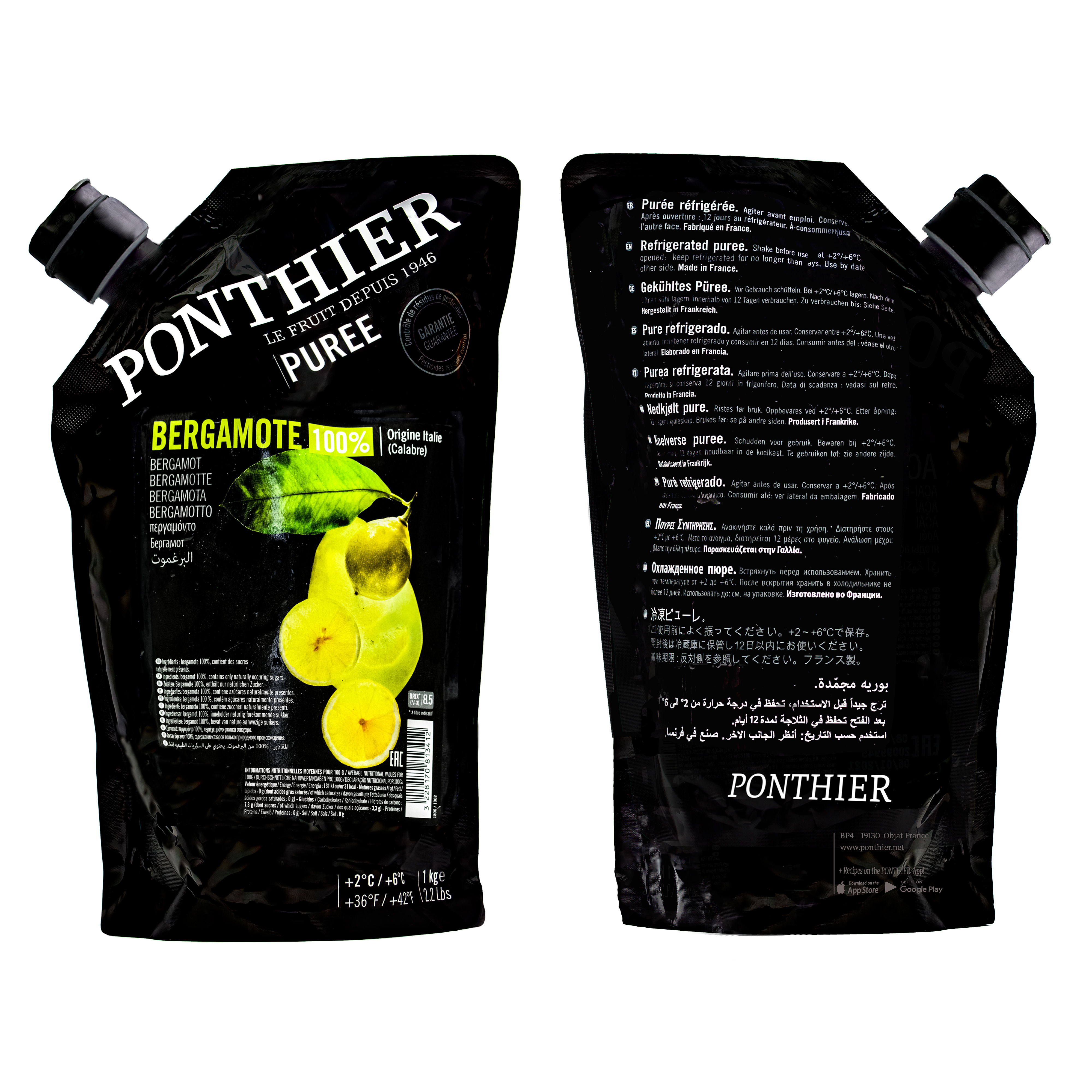 Ponthier BERGAMOTTEN PÜREE Zitrus-Frucht-Püree 6x 1KG