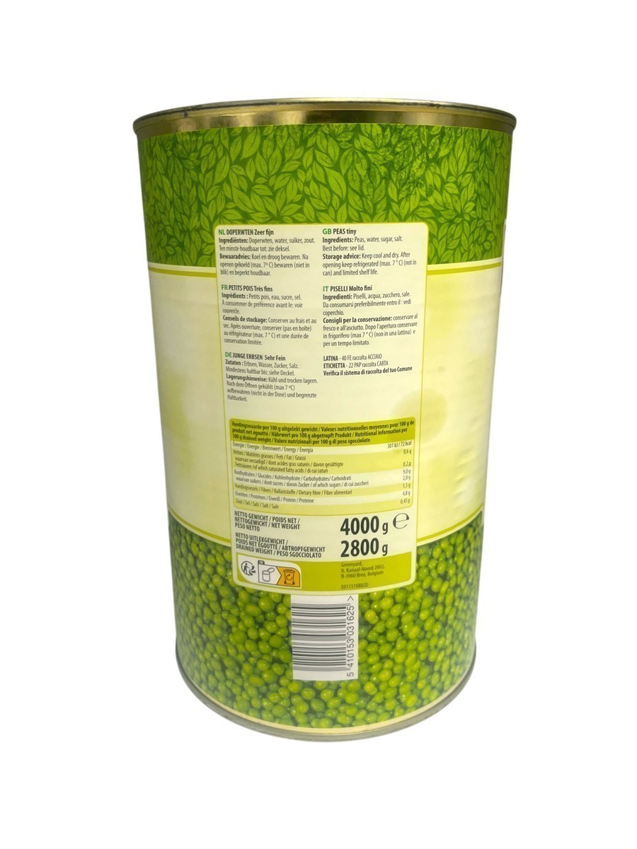 Fresh Can Grüne Erbsen, Sehr Fein, 6x 2,8kg – vegan, glutenfrei, proteinreich