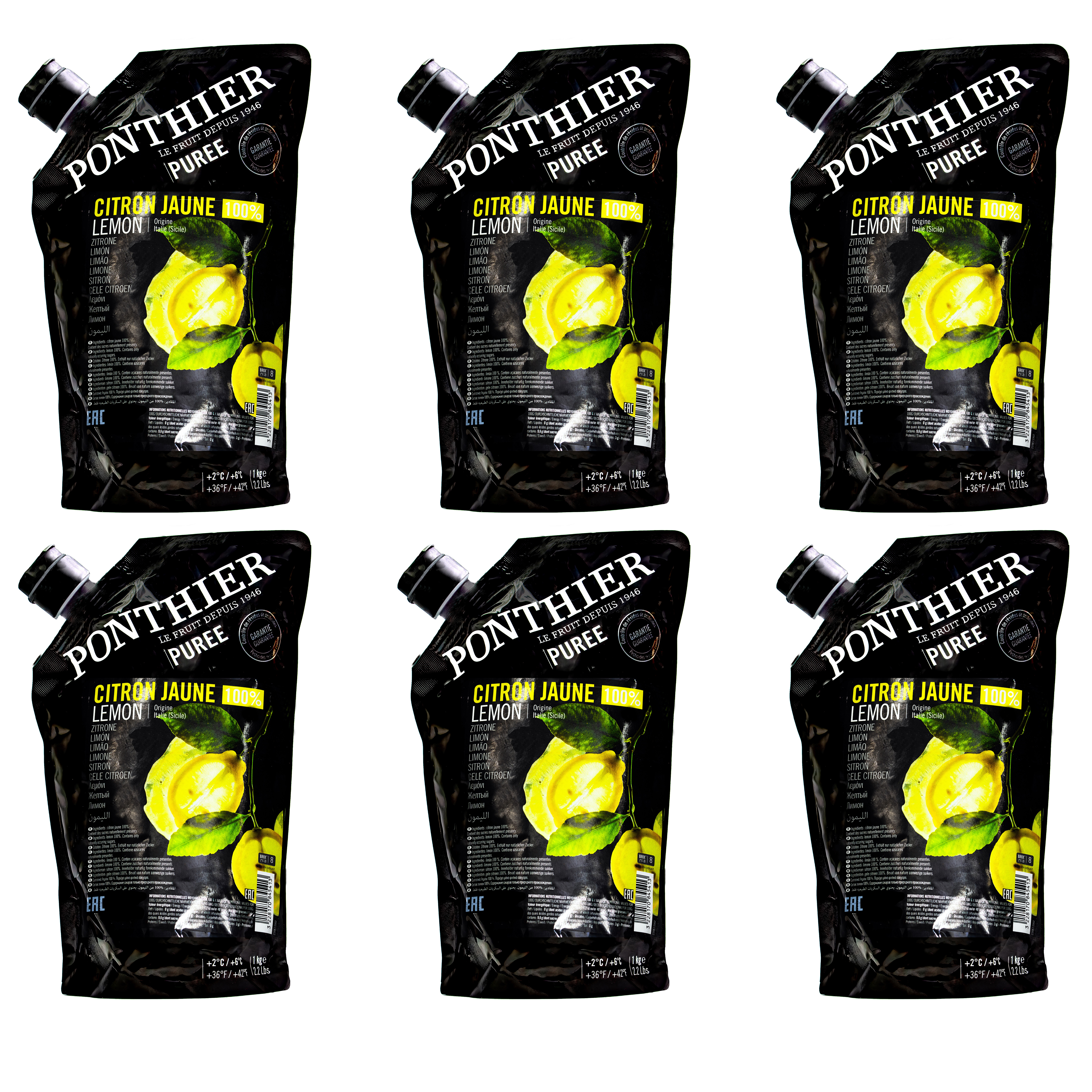 Ponthier ZITRONEN PÜREE Zitrus-Frucht-Püree 6x 1KG 