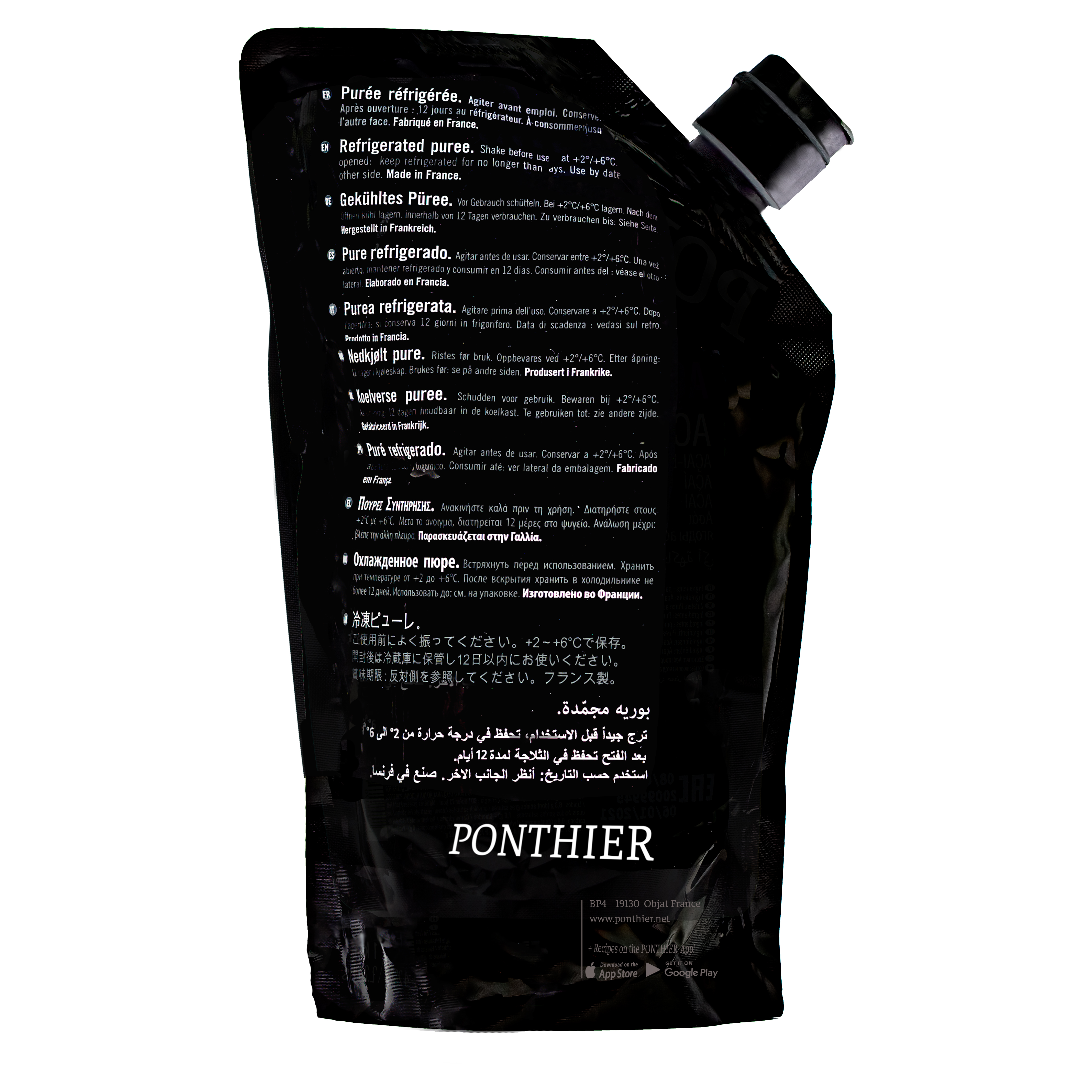 Ponthier APFEL PÜREE Grün Frucht-Mark-Püree 6x 1KG Granny Smith