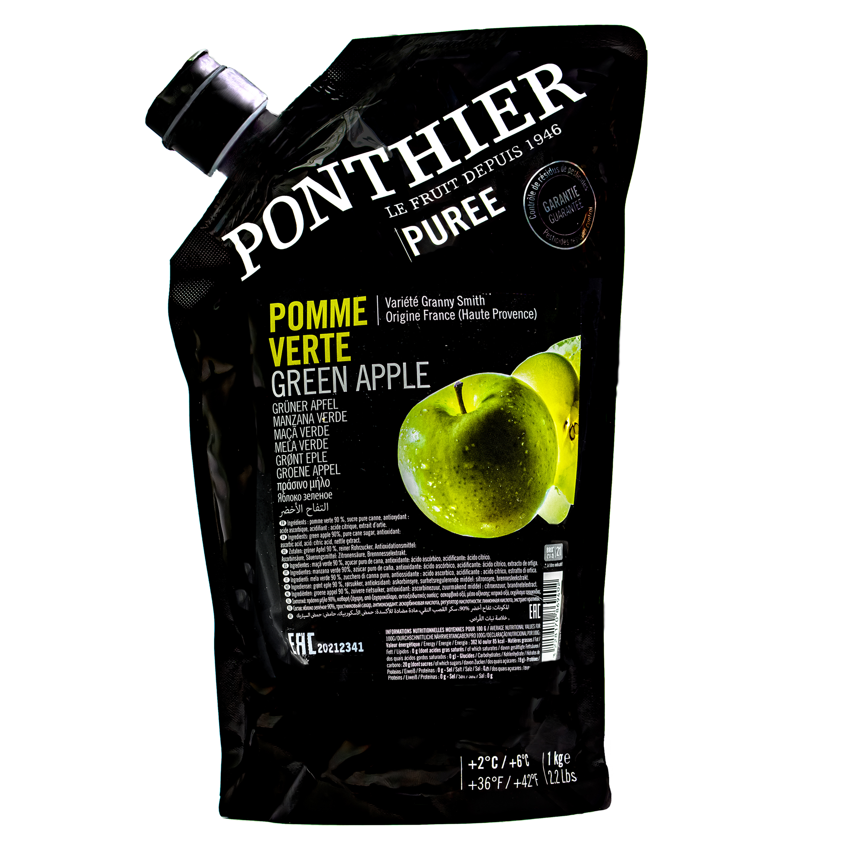 Ponthier APFEL PÜREE Grün Frucht-Mark-Püree 1KG Granny Smith